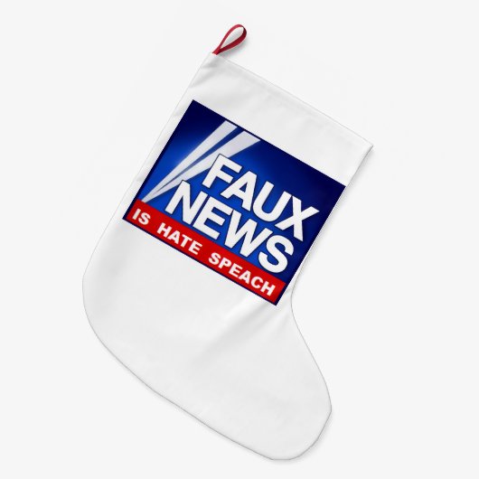Faux News ラージクリスマスストッキング (正面 (吊り時))