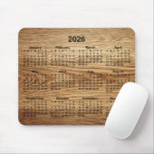 Faux Oak Wood 2026 Calendar マウスパッド (マウス)