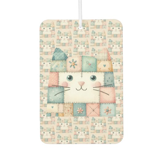 Faux Patchwork Pastel Kitty Cottage カーエアーフレッシュナー (正面)