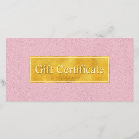 Faux Pink Leather And Gold Foil Gift Certificate (正面)