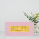 Faux Pink Leather And Gold Foil Gift Certificate (スタンド正面)
