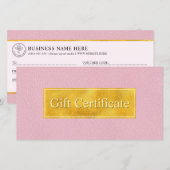Faux Pink Leather And Gold Foil Gift Certificate (正面/裏面)