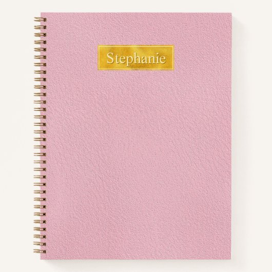 Faux Pink Leather Texture With Gold Foil Banner ノートブック (正面)