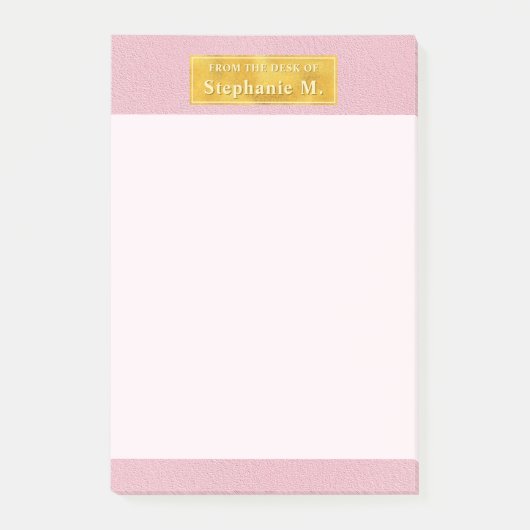 Faux Pink Leather Texture With Gold Foil Banner ポストイット (正面)