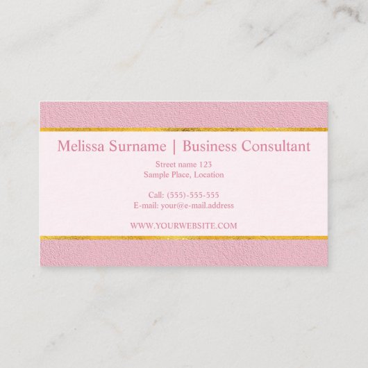 Faux Pink Leather Texture With Gold Foil Banner 名刺 (裏面)