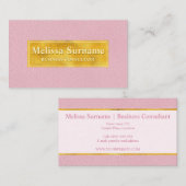 Faux Pink Leather Texture With Gold Foil Banner 名刺 (正面/裏面)