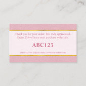 Faux Pink Leather Texture With Gold Foil Banner 名刺 (裏面)