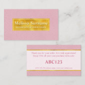 Faux Pink Leather Texture With Gold Foil Banner 名刺 (正面/裏面)