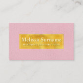 Faux Pink Leather Texture With Gold Foil Banner 名刺 (正面)