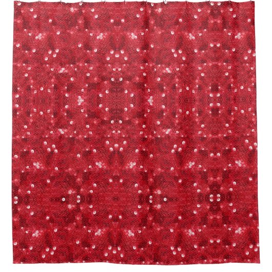 Faux Red Sequin Pattern Image シャワーカーテン (正面)