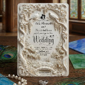 Faux Relief Carved Pastoral Birds Wedding 招待状