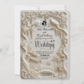Faux Relief Carved Pastoral Birds Wedding 招待状 (正面)
