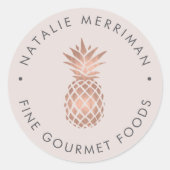 Faux Rose Gold Pineapple ラウンドシール (正面)