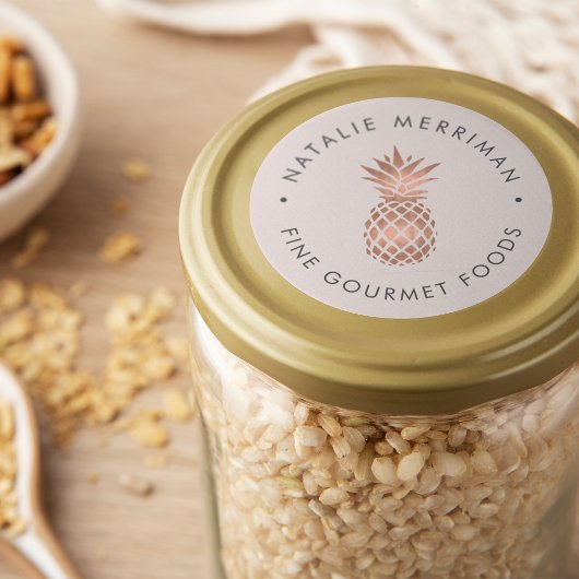 Faux Rose Gold Pineapple ラウンドシール