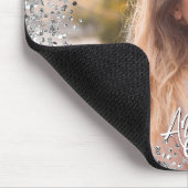 Faux Silver Glitter Round Border Photo マウスパッド (コーナー)