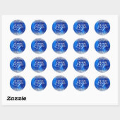 Faux Silver Glitter Royal Blue Foil Logo ラウンドシール (シート)