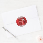 Faux Silver Glitter Ruby Red Foil Logo ラウンドシール (封筒)