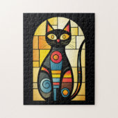 Faux Stained Glass Cat ジグソーパズル (縦)