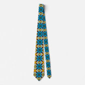 Faux Stained Glass Gold and Blue Necktie ネクタイ (正面)