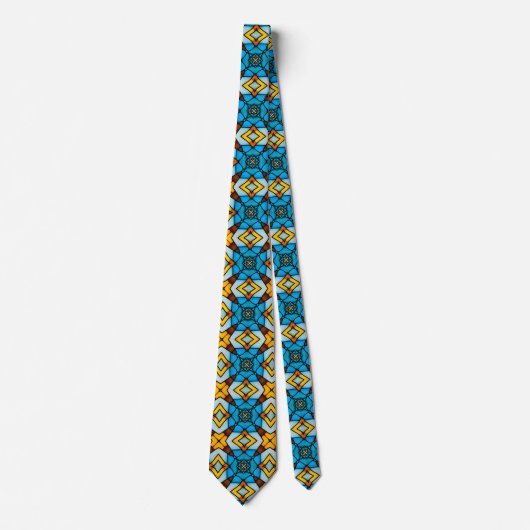 Faux Stained Glass Gold and Blue Necktie ネクタイ (正面)