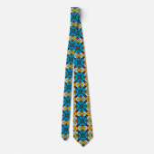 Faux Stained Glass Gold and Blue Necktie ネクタイ (裏面)