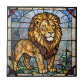 Faux Stained Glass Majestic Lion Mosaic Art タイル (正面)