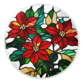 Faux Stained Glass Poinsettia セラミックノブ (正面)