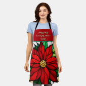 Faux Stained Glass Single Poinsettia  Apron エプロン (着用した状態)