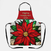 Faux Stained Glass Single Poinsettia  Apron エプロン (正面)