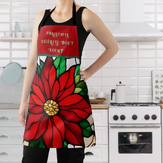 Faux Stained Glass Single Poinsettia  Apron エプロン