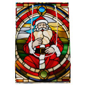 Faux Stained Glass Sitting Santa Napkins ミディアムペーパーバッグ (裏面)