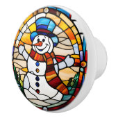 Faux Stained Glass Snowman セラミックノブ (右)