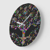 Faux Stained Glass Tree Of Prosperity Round Clock ラージ壁時計 (傾斜)