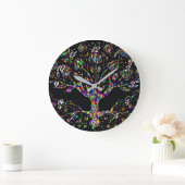 Faux Stained Glass Tree Of Prosperity Round Clock ラージ壁時計 (ホーム)