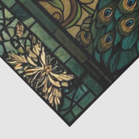 Faux Stained Glass Twin Mirrored Peacocks 薄葉紙 (詳細)