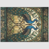 Faux Stained Glass Twin Mirrored Peacocks 薄葉紙 (正面)