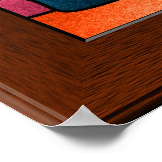 Faux Stained Glass Window Cat Art Poster ポスター (角)