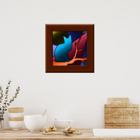 Faux Stained Glass Window Cat Art Poster ポスター (キッチン)