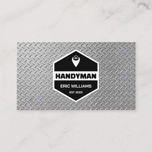 Faux stamped metal texture handyman Business Card 名刺 (正面)
