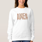 Faux Stitched Floral “Amen” Christian Sweatshirt スウェットシャツ (正面)
