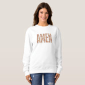 Faux Stitched Floral “Amen” Christian Sweatshirt スウェットシャツ (正面フル)