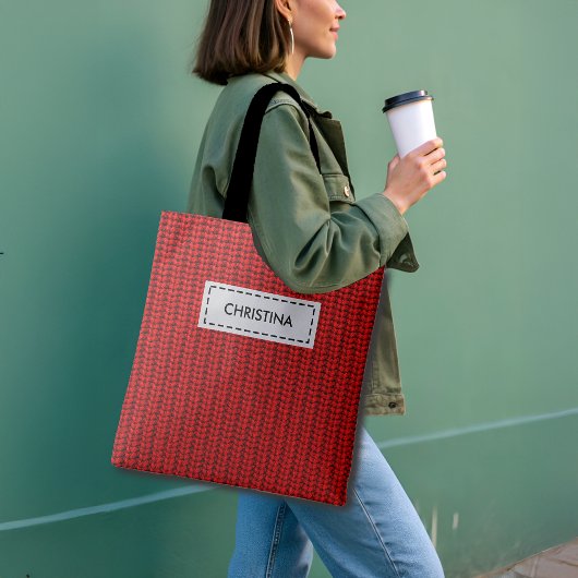 Faux Sweater Knit Custom Name & Quote トートバッグ