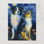 Faux Van Gogh Two Austrailian Shepherds ポストカード (正面)