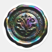 Faux Wax Envelope Seal Style 4 Black 20 Sticker ラウンドシール (正面)