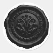 Faux Wax Envelope Seal Style 4 Black Sticker ラウンドシール (正面)