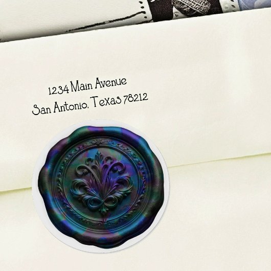 Faux Wax Envelope Seal Style 4 Blue 20 Sticker ラウンドシール