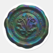 Faux Wax Envelope Seal Style 4 Blue 21 Sticker ラウンドシール (正面)