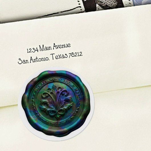 Faux Wax Envelope Seal Style 4 Blue 21 Sticker ラウンドシール