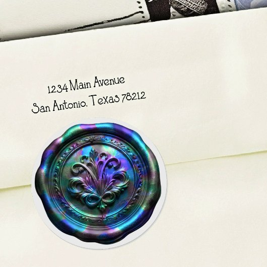 Faux Wax Envelope Seal Style 4 Blue 23 Sticker ラウンドシール