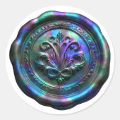 Faux Wax Envelope Seal Style 4 Blue 23 Sticker ラウンドシール (正面)
